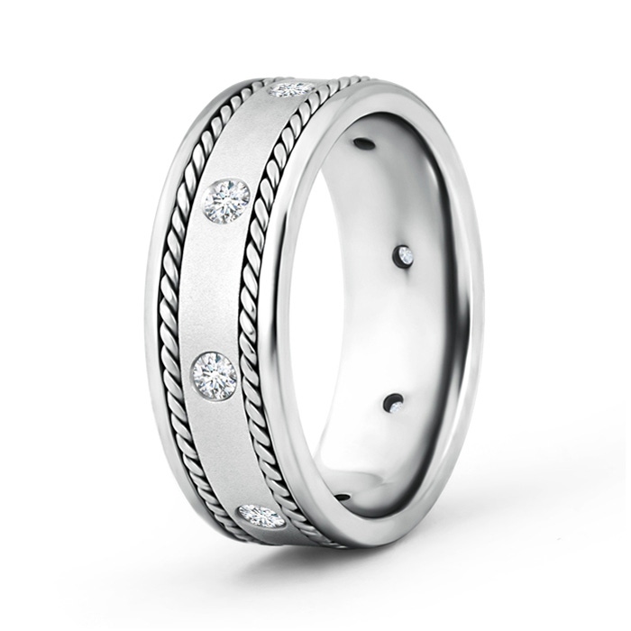 2mm GVS2 Rope Edged Gypsy Set Men's Diamond Wedding Band in 100 White Gold