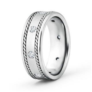 2mm GVS2 Rope Edged Gypsy Set Men's Diamond Wedding Band in 140 White Gold