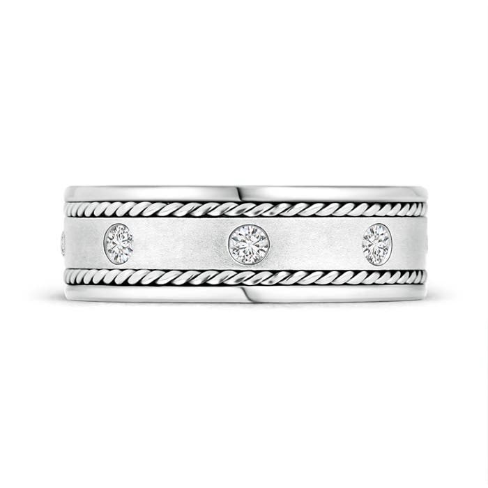 2mm HSI2 Rope Edged Gypsy Set Men's Diamond Wedding Band in 100 White Gold
