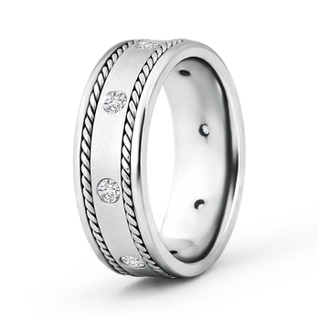 2mm HSI2 Rope Edged Gypsy Set Men's Diamond Wedding Band in 70 White Gold
