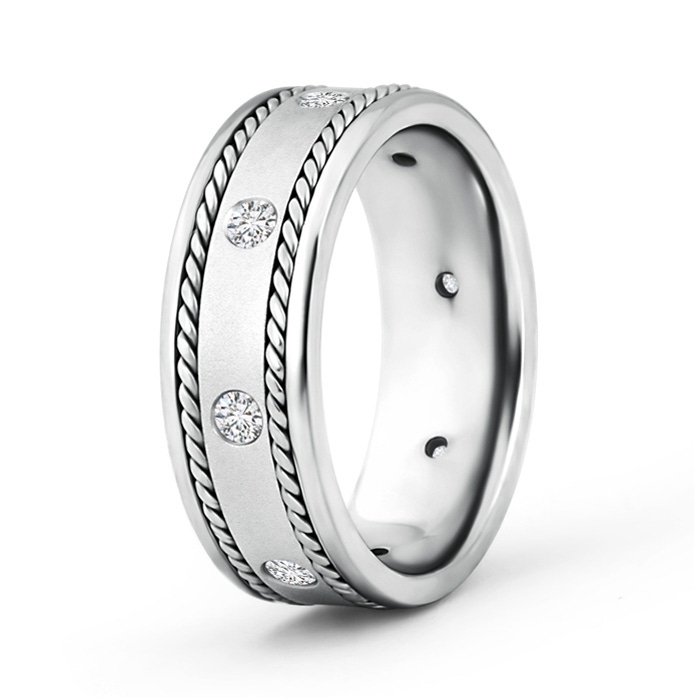 2mm HSI2 Rope Edged Gypsy Set Men's Diamond Wedding Band in 85 White Gold