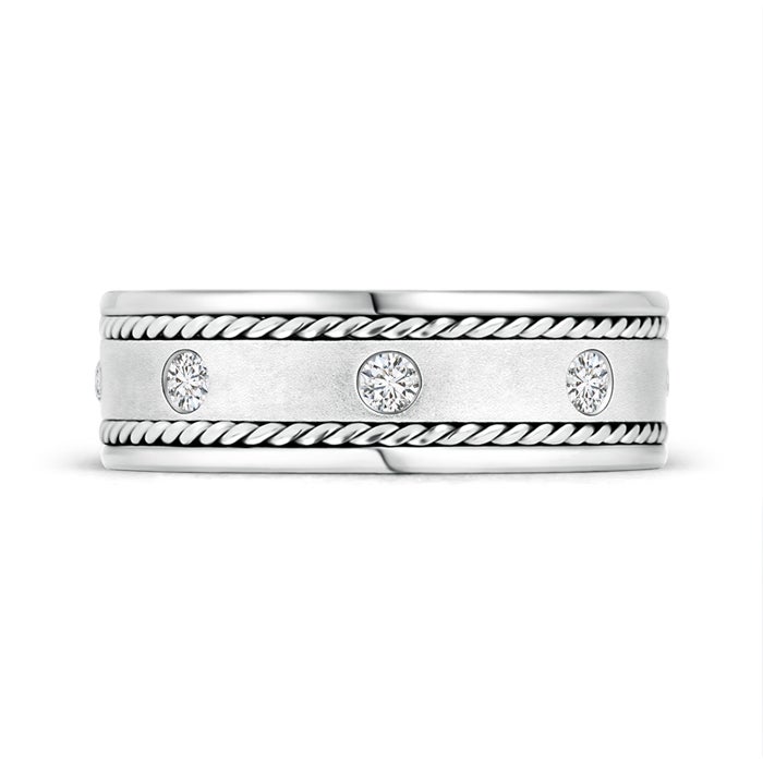 2mm HSI2 Rope Edged Gypsy Set Men's Diamond Wedding Band in 85 White Gold - side 1