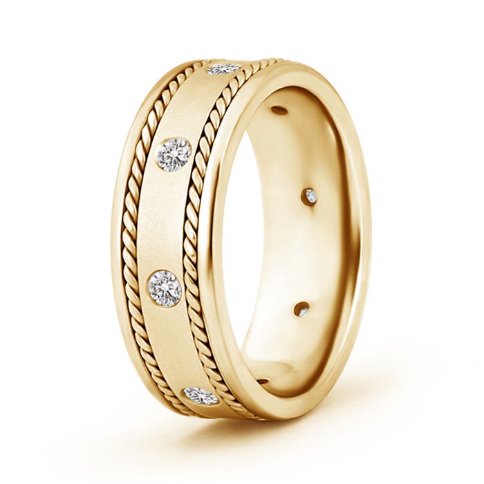 2mm IJI1I2 Rope Edged Gypsy Set Men's Diamond Wedding Band in 95 Yellow Gold
