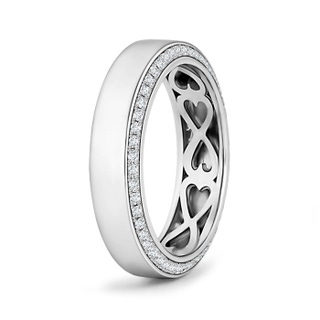 1mm GVS2 Inside Heart Pattern Men's Diamond Wedding Band in 100 White Gold