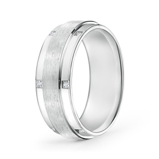 1.3mm GVS2 Satin Finish Pavé Set Men's Diamond Wedding Band in 125 White Gold