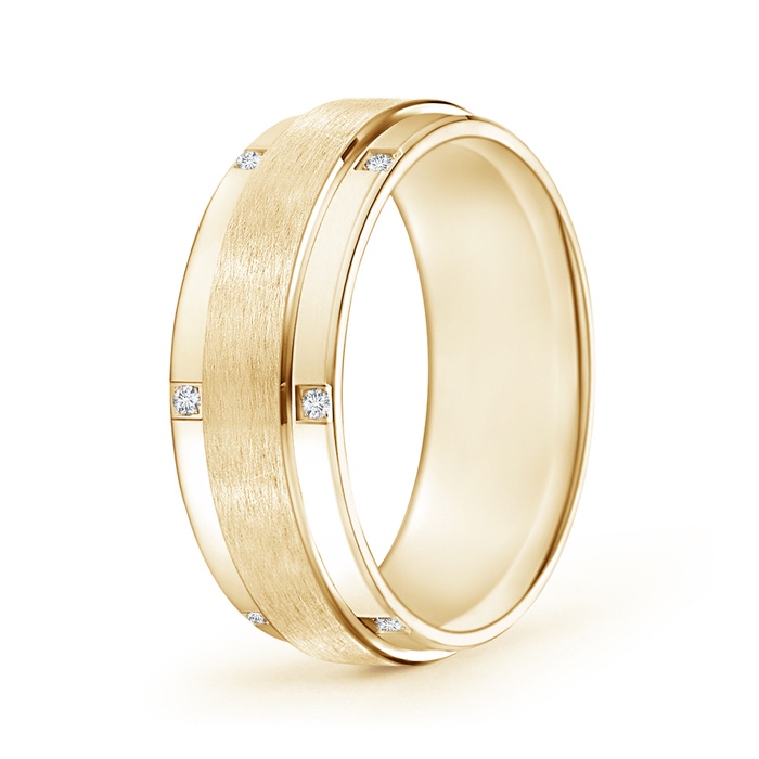 1.3mm GVS2 Satin Finish Pavé Set Men's Diamond Wedding Band in 50 Yellow Gold