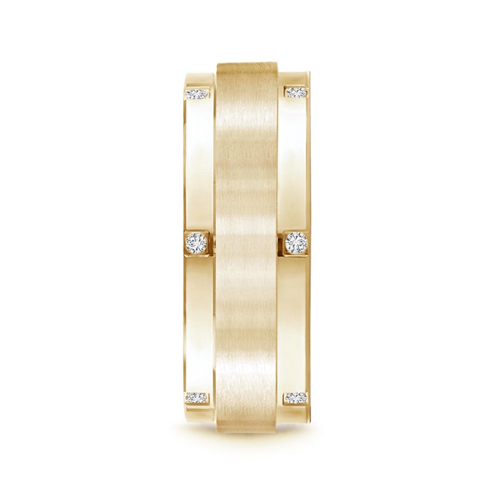 1.3mm HSI2 Satin Finish Pavé Set Men's Diamond Wedding Band in 110 Yellow Gold - side 2