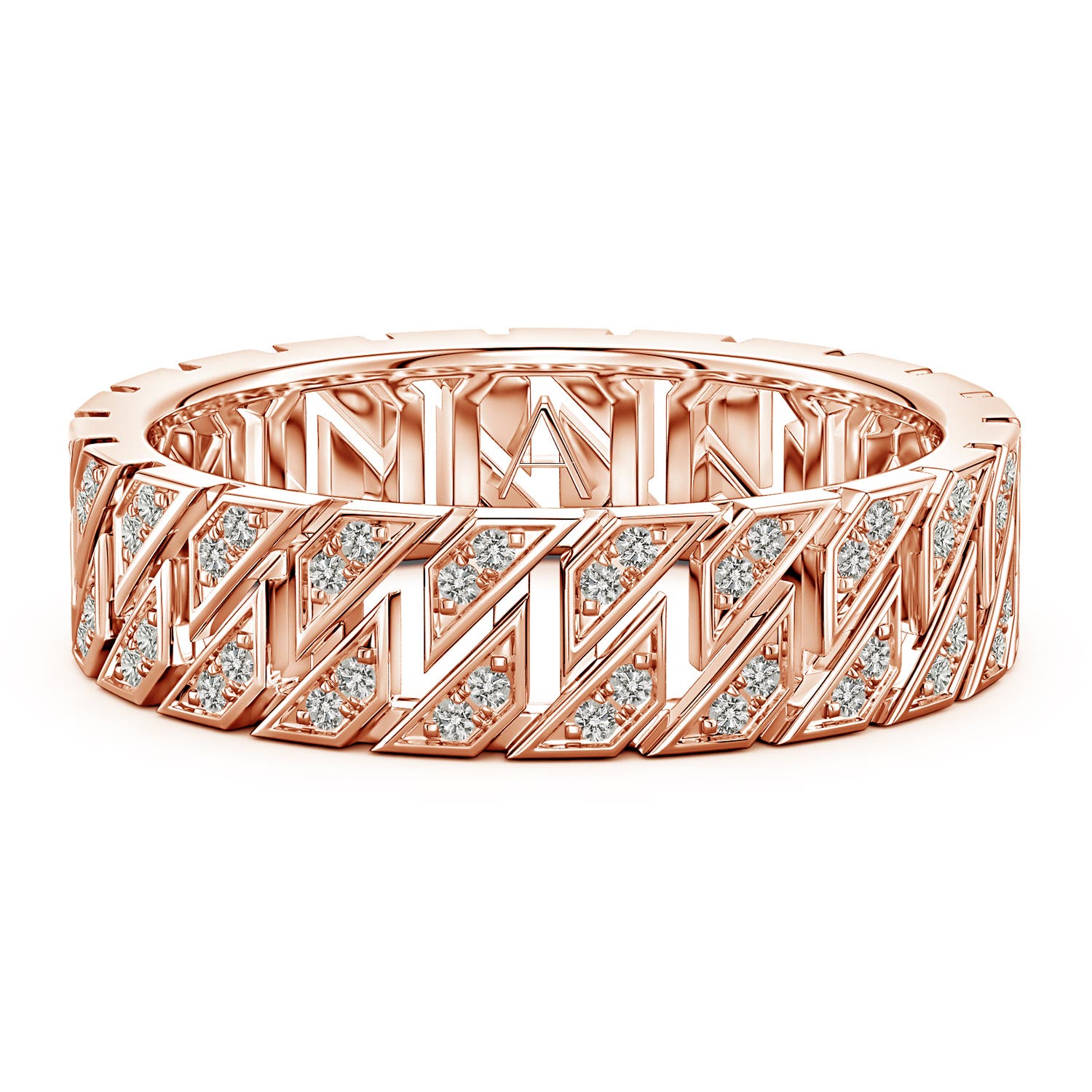 1mm KI3 Pavé-Set Diamond Men's Octagon-Shaped Ring in Rose Gold