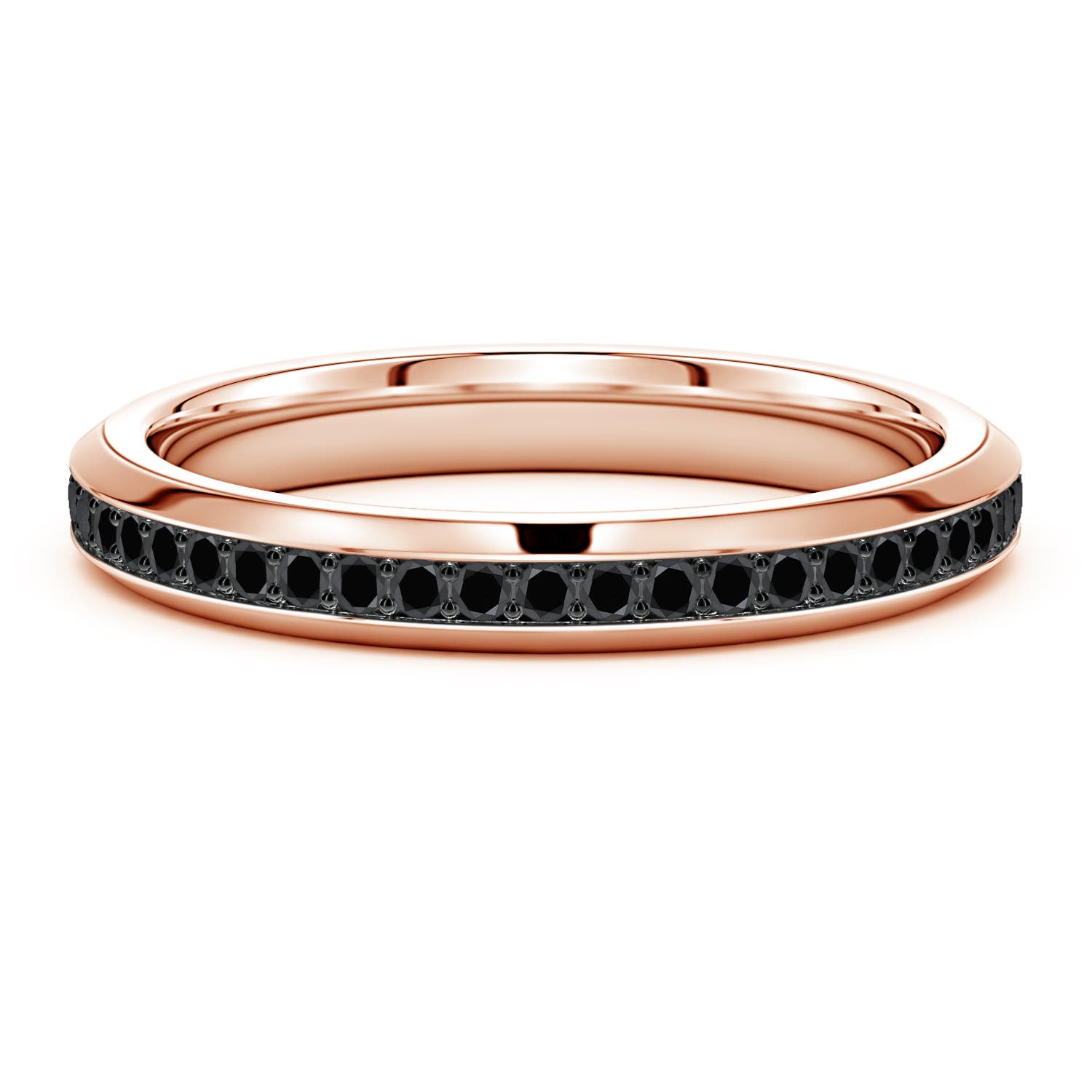1.4mm AA Men's Enhanced Black Diamond Eternity Ring in Rose Gold