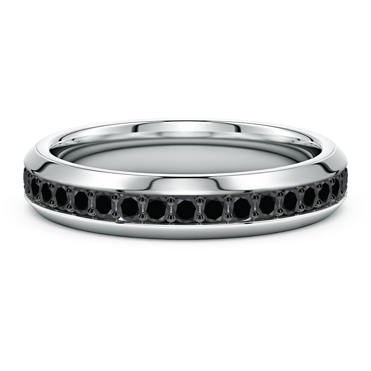 1.9mm AA Men's Enhanced Black Diamond Eternity Ring in 18K White Gold