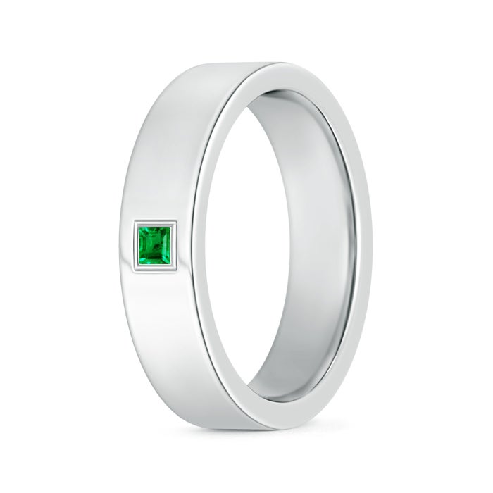 Gypsy Set Square Emerald Solitaire Wedding Ring for Men