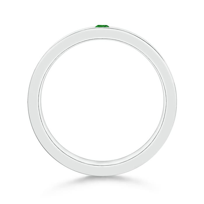 2.5mm AAA Gypsy Set Square Emerald Solitaire Wedding Band for Men in 80 White Gold - side 1