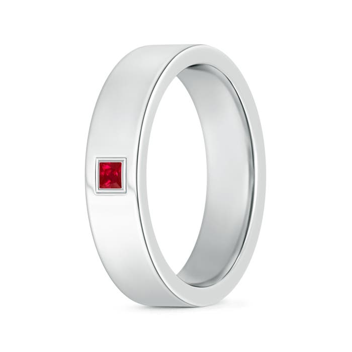 Ruby Men's White Gold Wedding Rings
