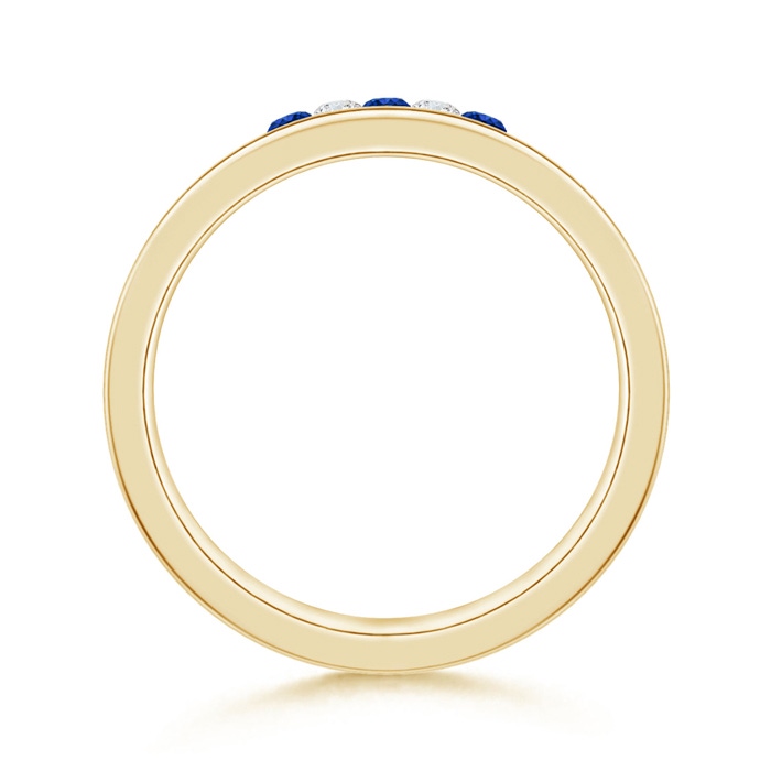2mm AAAA Round Blue Sapphire and Diamond Five Stone Wedding Band in 105 Yellow Gold Side-1