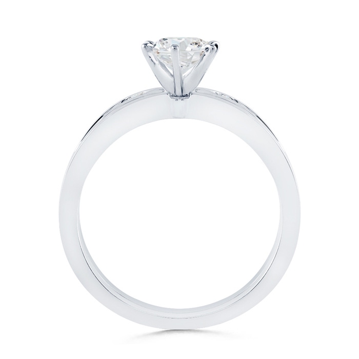 3.8mm GVS2 Solitaire Round Diamond Wedding Ring Set with Plain Band in White Gold side-1
