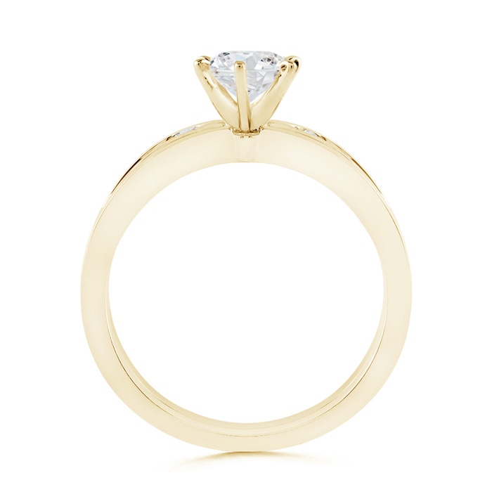 3.8mm GVS2 Solitaire Round Diamond Wedding Ring Set with Plain Band in Yellow Gold side-1