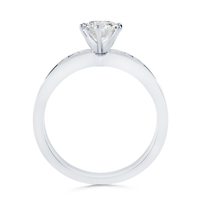 3.8mm HSI2 Solitaire Round Diamond Wedding Ring Set with Plain Band in P950 Platinum side-1