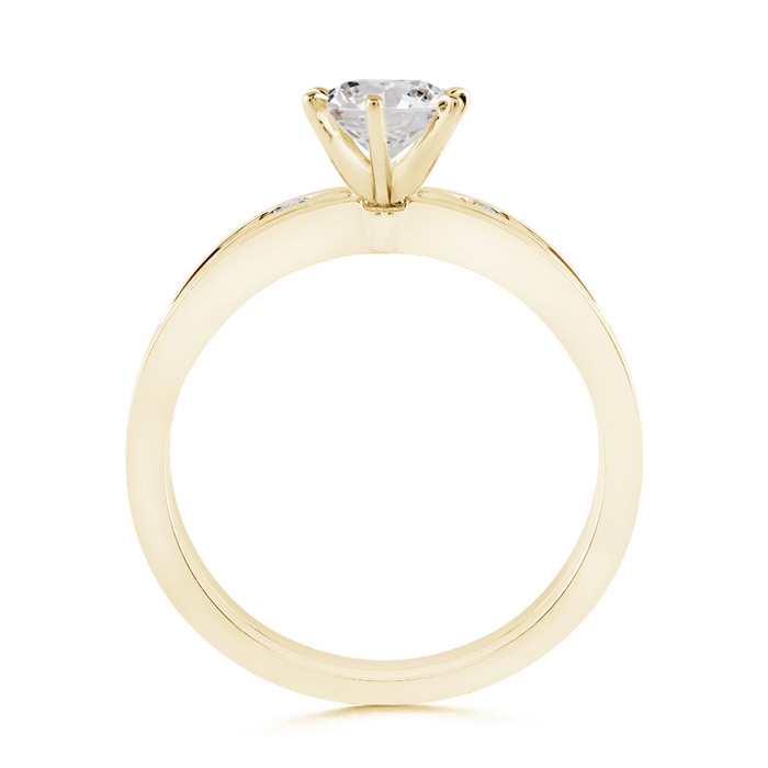 3.8mm IJI1I2 Solitaire Round Diamond Wedding Ring Set with Plain Band in Yellow Gold side-1