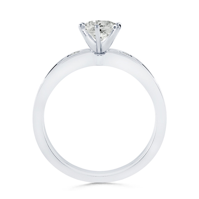 3.8mm KI3 Solitaire Round Diamond Wedding Ring Set with Plain Band in White Gold side-1