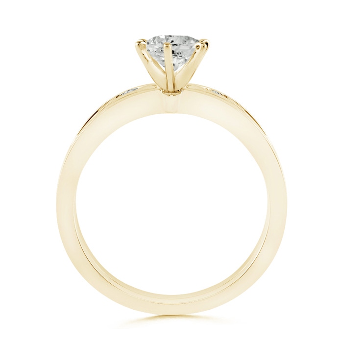 3.8mm KI3 Solitaire Round Diamond Wedding Ring Set with Plain Band in Yellow Gold side-1
