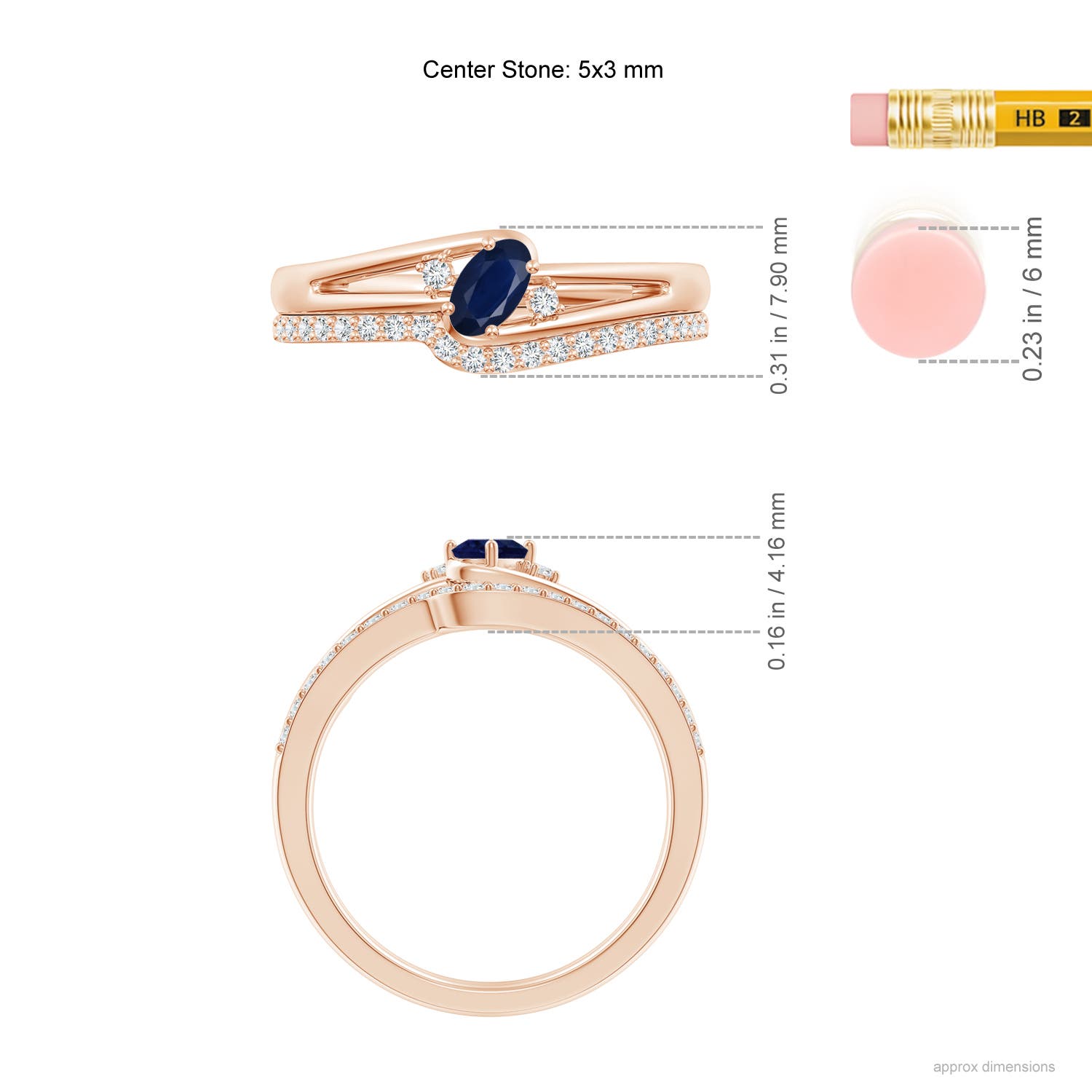 A - Blue Sapphire / 0.48 CT / 14 KT Rose Gold