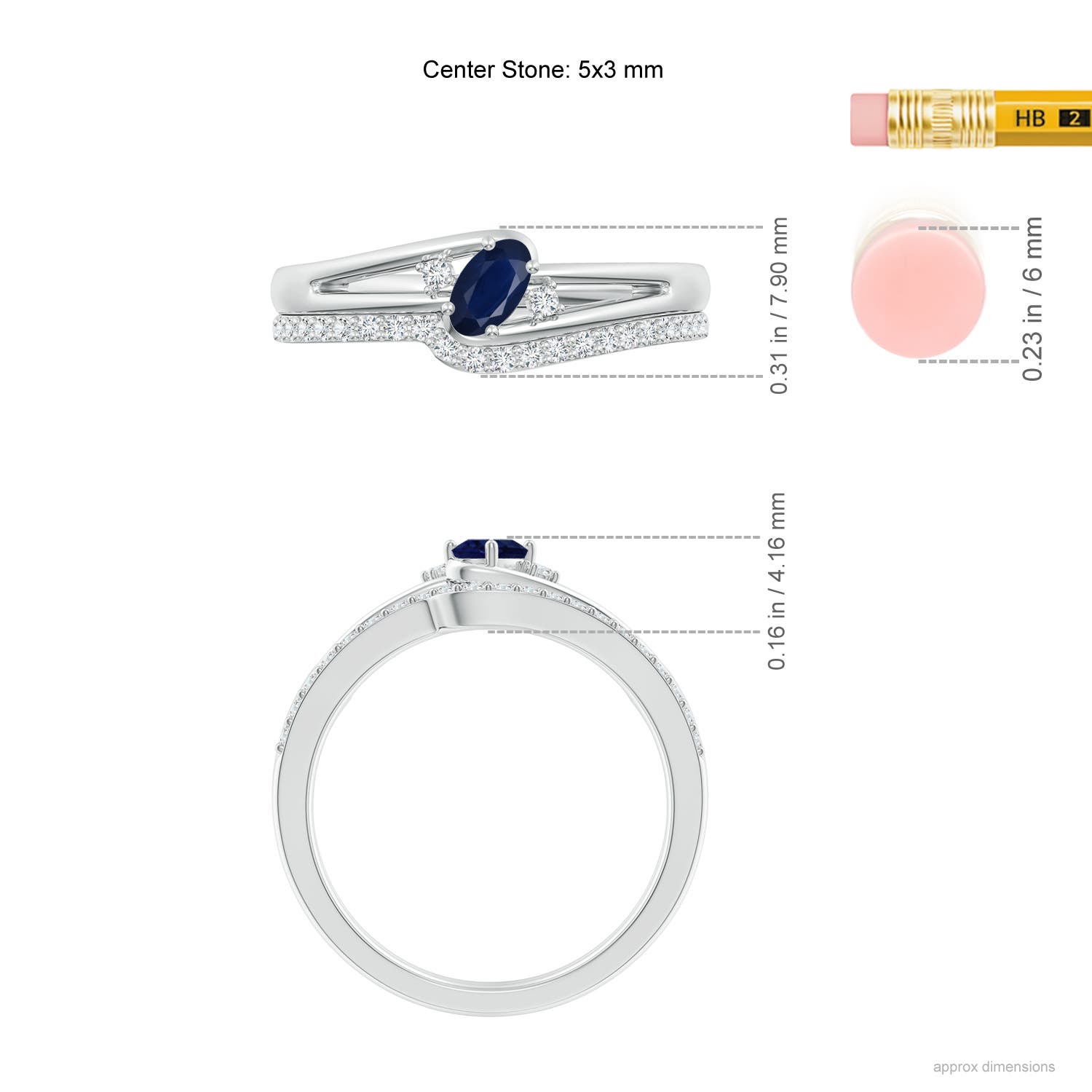 A - Blue Sapphire / 0.48 CT / 14 KT White Gold