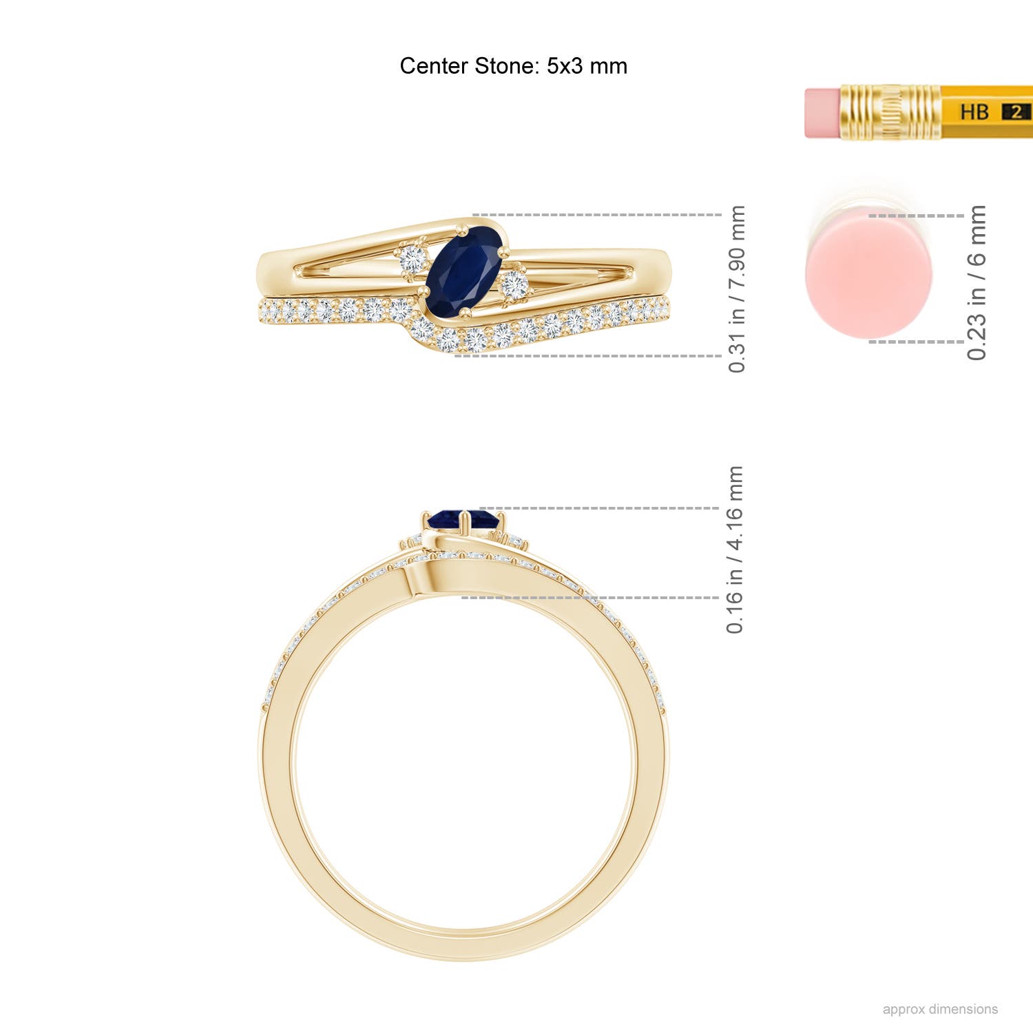 A - Blue Sapphire / 0.48 CT / 14 KT Yellow Gold