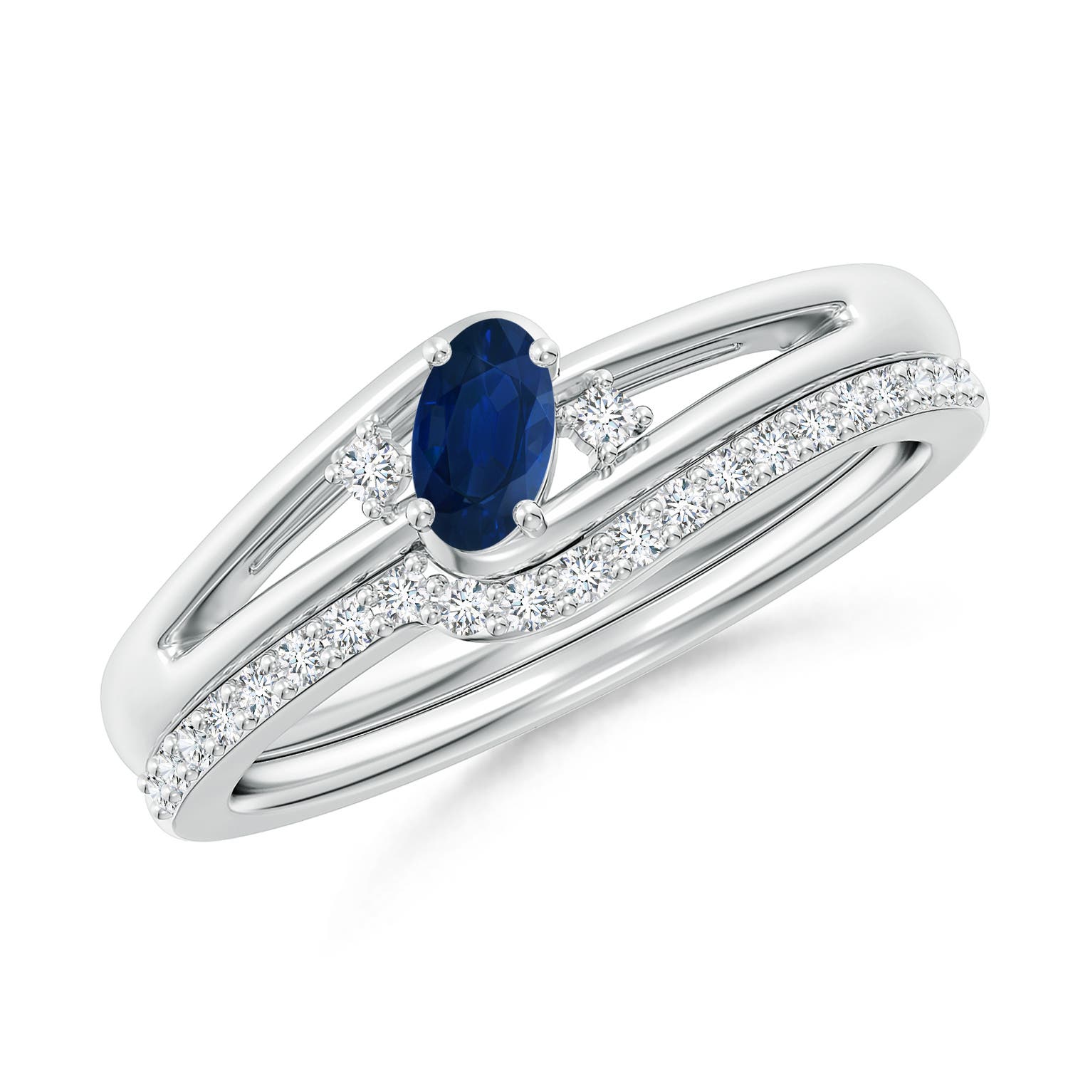 AA - Blue Sapphire / 0.48 CT / 14 KT White Gold