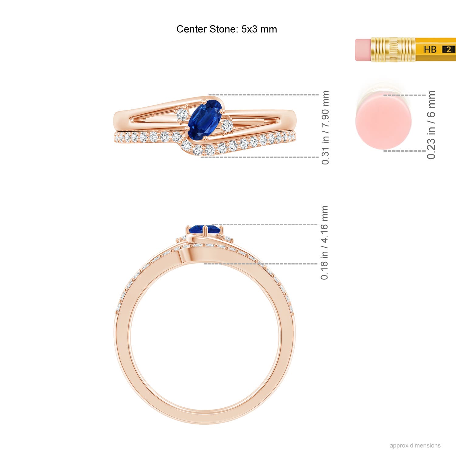 AAA - Blue Sapphire / 0.48 CT / 14 KT Rose Gold