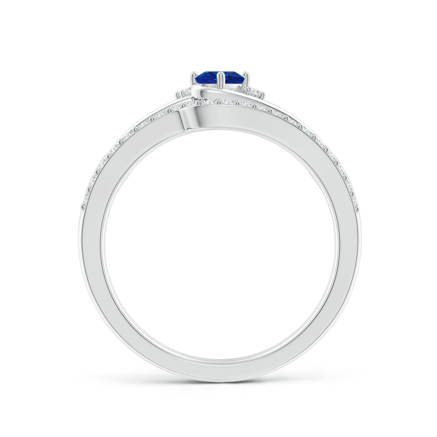 AAA - Blue Sapphire / 0.48 CT / 14 KT White Gold