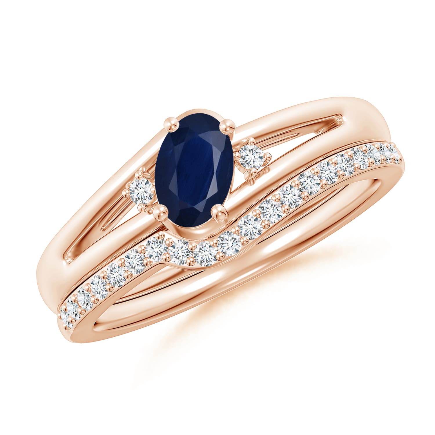 A - Blue Sapphire / 0.82 CT / 14 KT Rose Gold