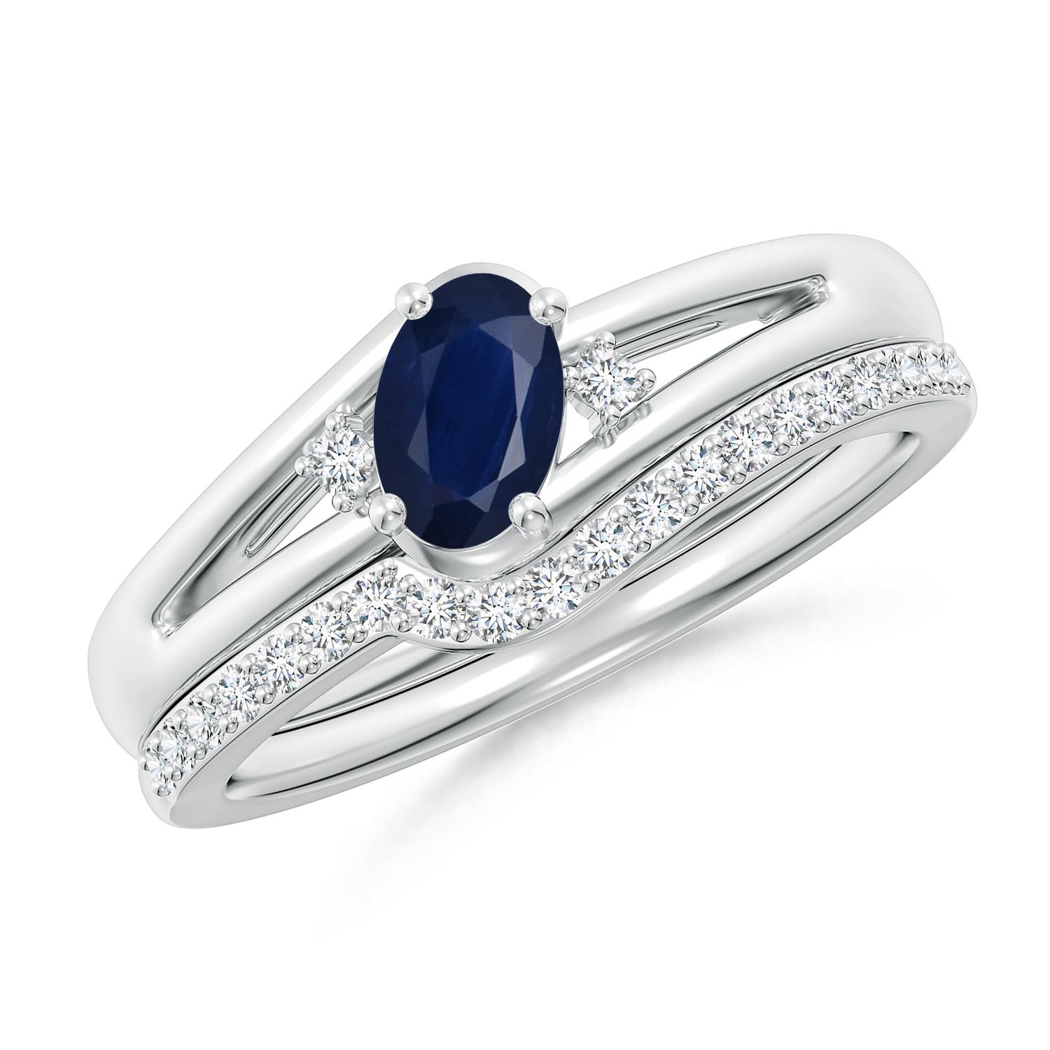 A - Blue Sapphire / 0.82 CT / 14 KT White Gold