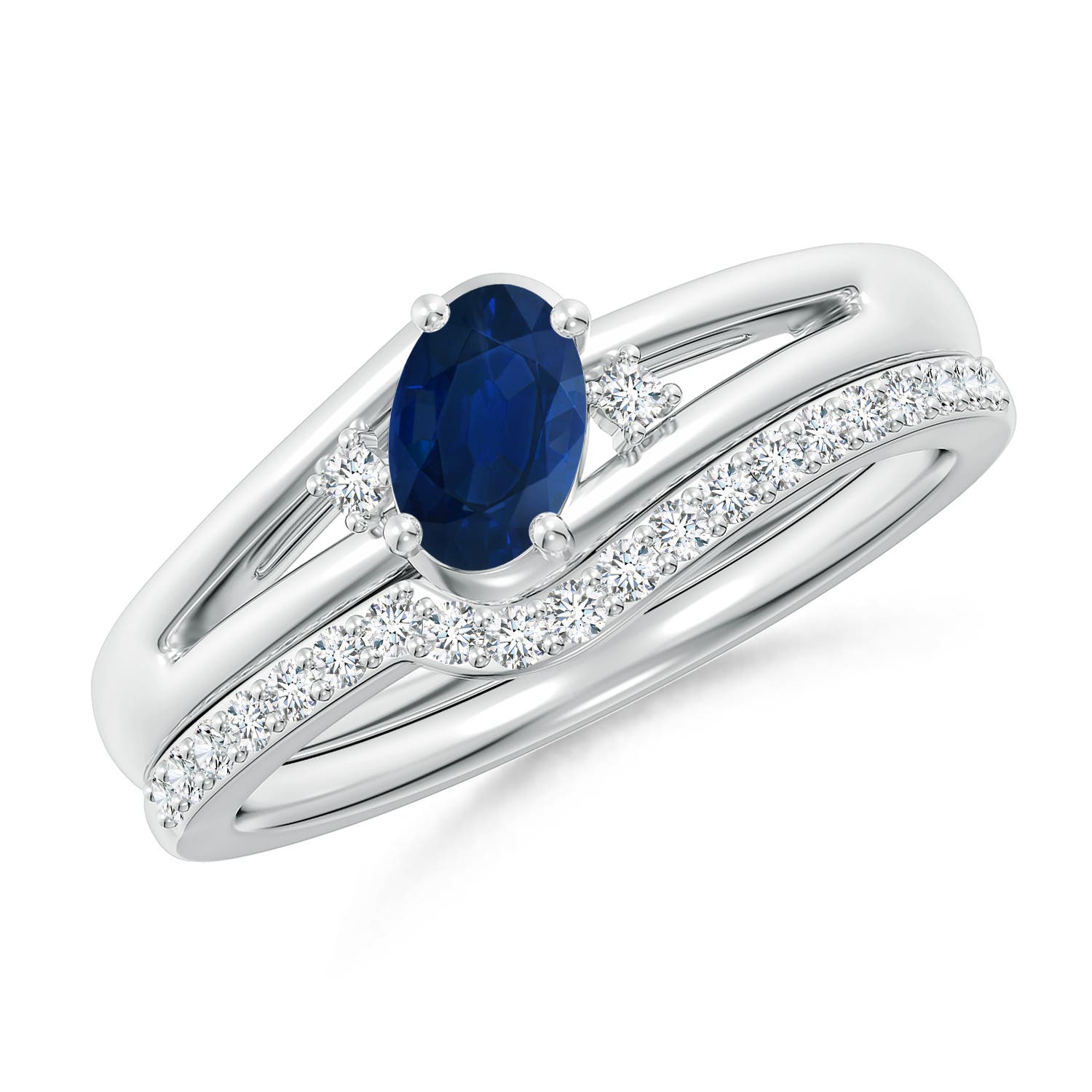 AA - Blue Sapphire / 0.82 CT / 14 KT White Gold