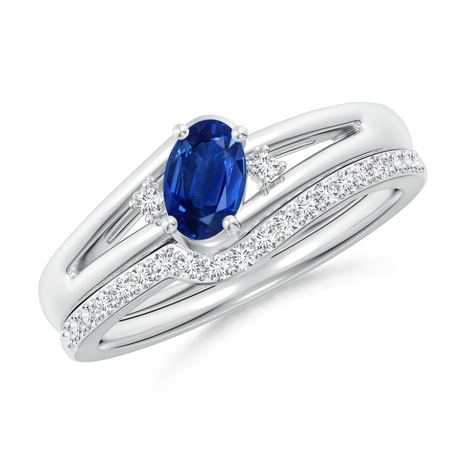 AAA - Blue Sapphire / 0.82 CT / 14 KT White Gold