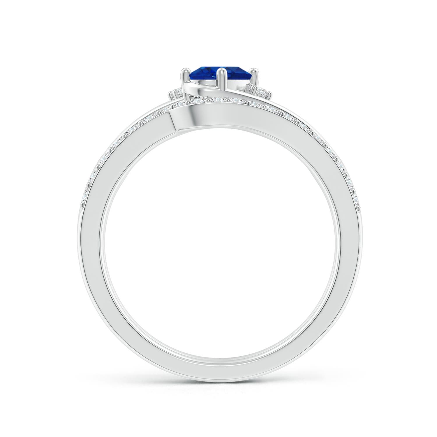 AAA - Blue Sapphire / 0.82 CT / 14 KT White Gold