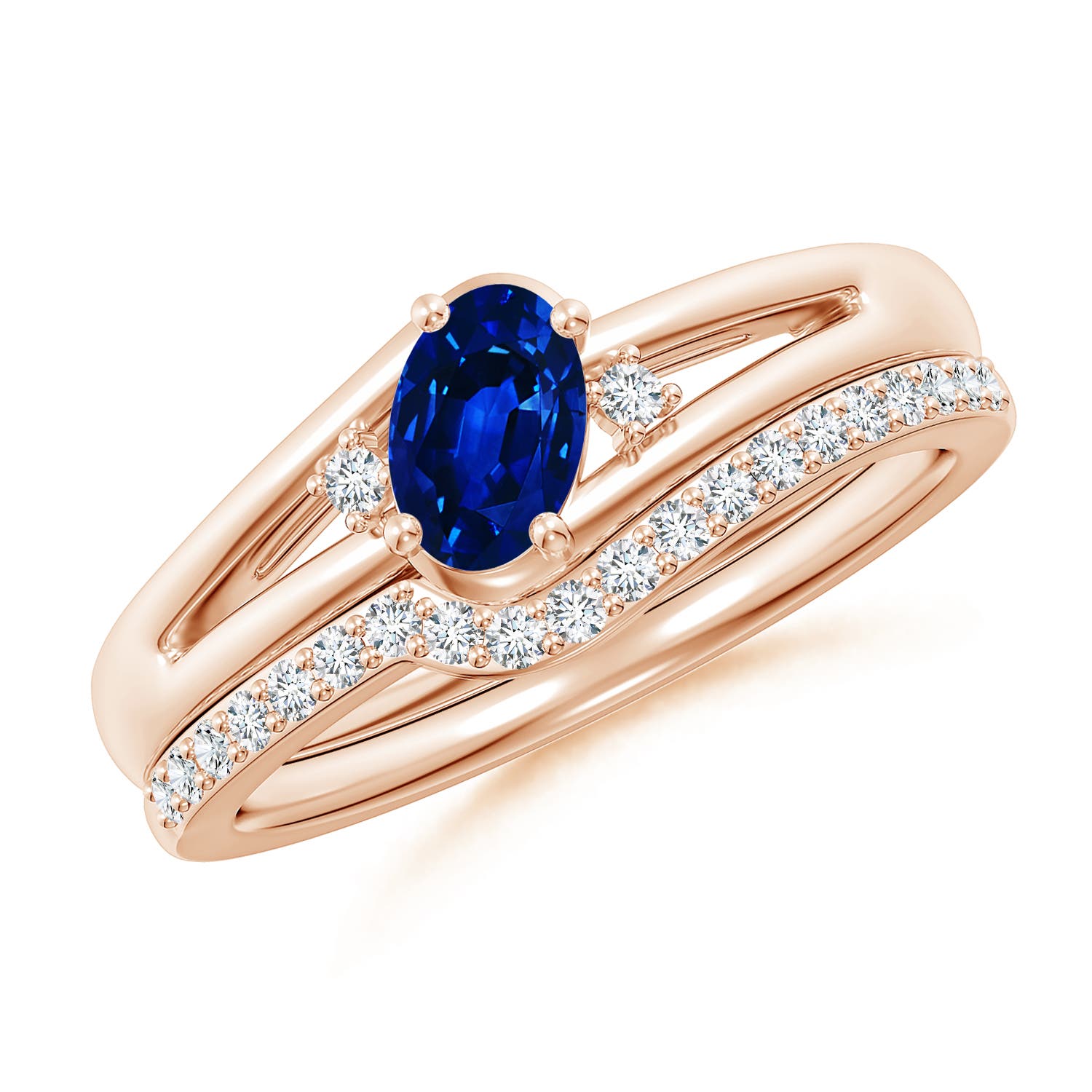 AAAA - Blue Sapphire / 0.82 CT / 14 KT Rose Gold