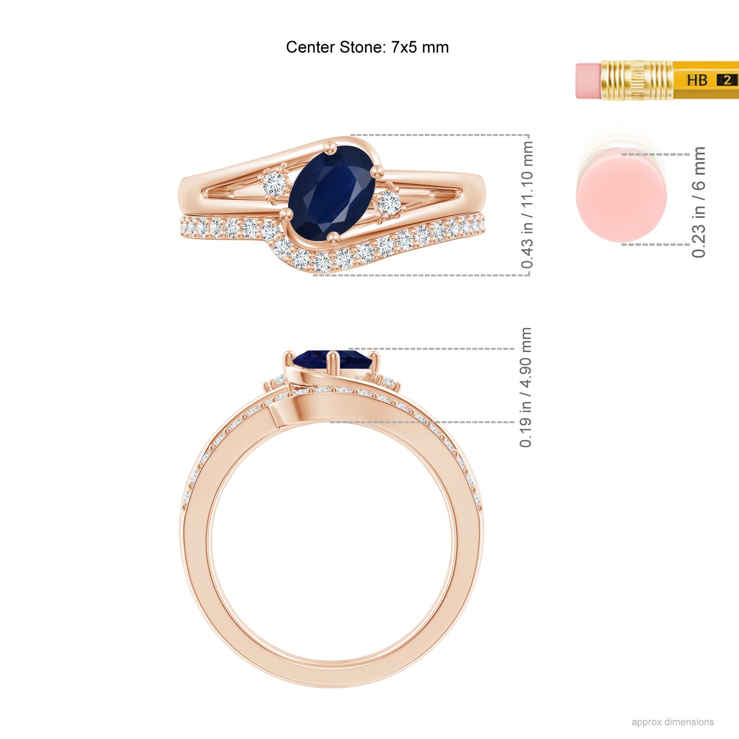 A - Blue Sapphire / 1.13 CT / 14 KT Rose Gold