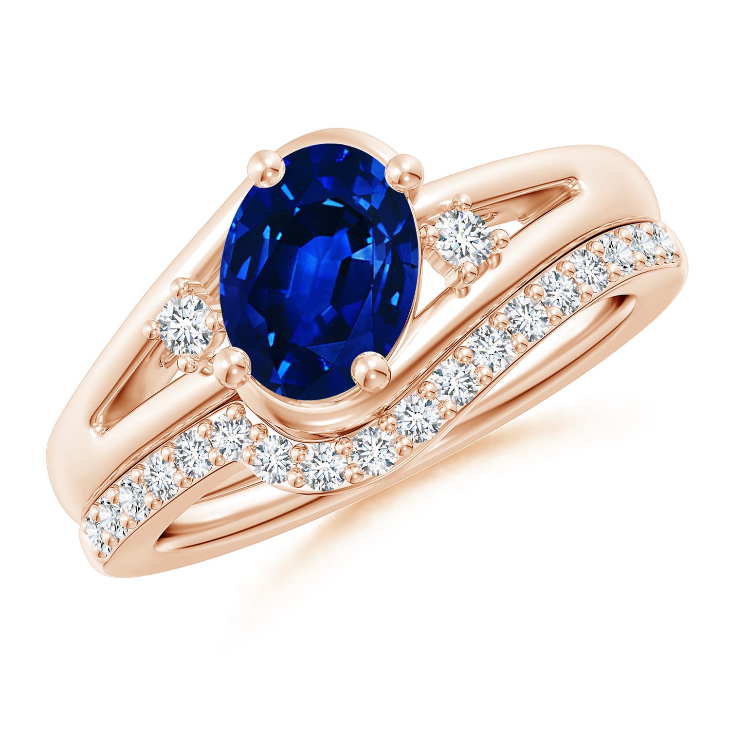 AAAA - Blue Sapphire / 1.85 CT / 14 KT Rose Gold