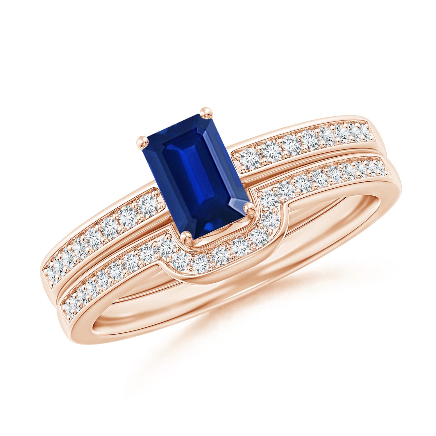 AAAA - Blue Sapphire / 0.88 CT / 14 KT Rose Gold