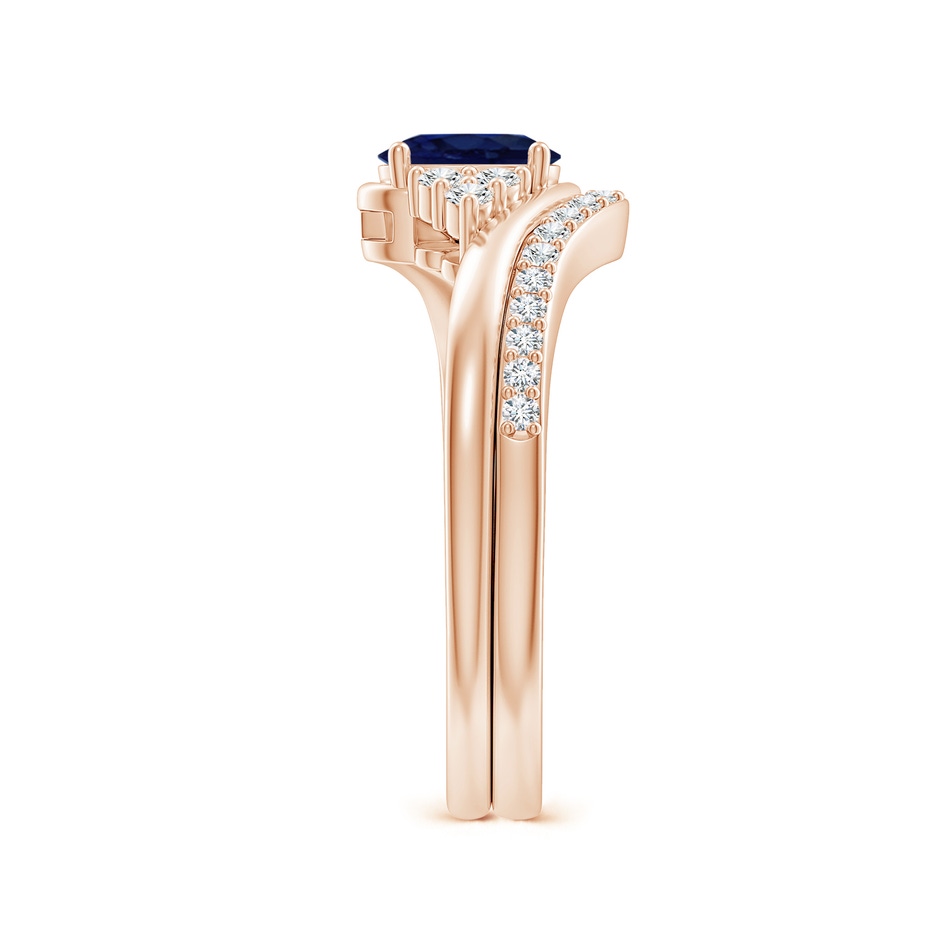 6x4mm A Oval Blue Sapphire Bypass Bridal Set with Diamonds in Rose Gold product image