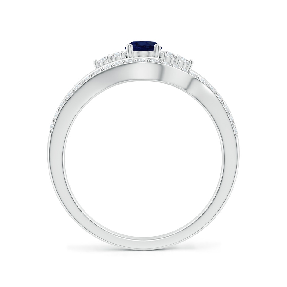 6x4mm A Oval Blue Sapphire Bypass Bridal Set with Diamonds in White Gold product image
