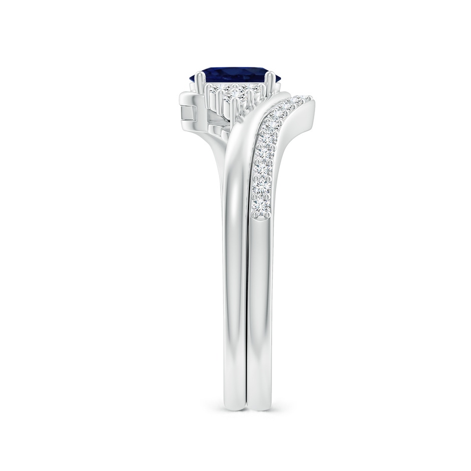 6x4mm A Oval Blue Sapphire Bypass Bridal Set with Diamonds in White Gold product image