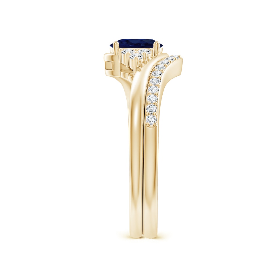 6x4mm A Oval Blue Sapphire Bypass Bridal Set with Diamonds in Yellow Gold product image