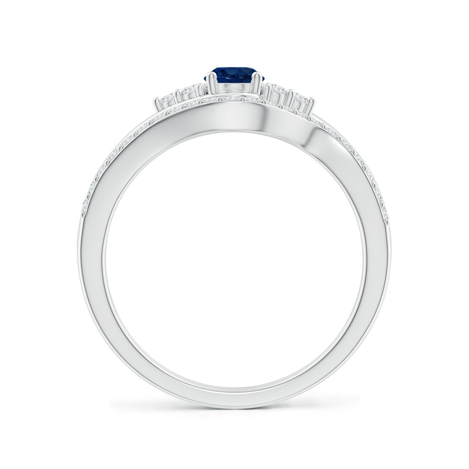 6x4mm AA Oval Blue Sapphire Bypass Bridal Set with Diamonds in White Gold product image