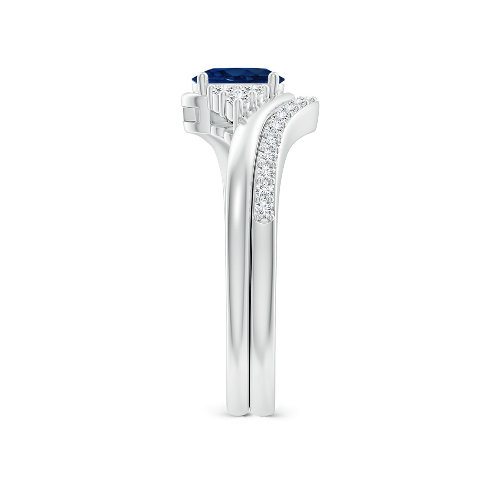 6x4mm AA Oval Blue Sapphire Bypass Bridal Set with Diamonds in White Gold product image