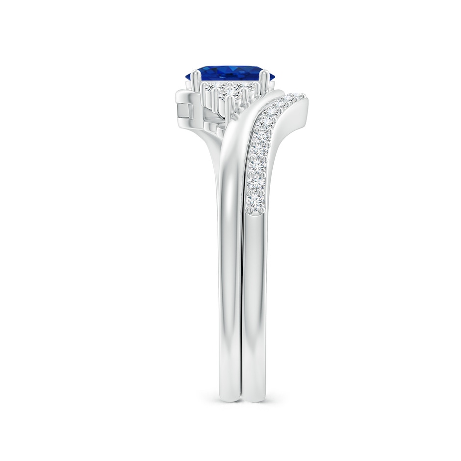 6x4mm AAA Oval Blue Sapphire Bypass Bridal Set with Diamonds in P950 Platinum product image