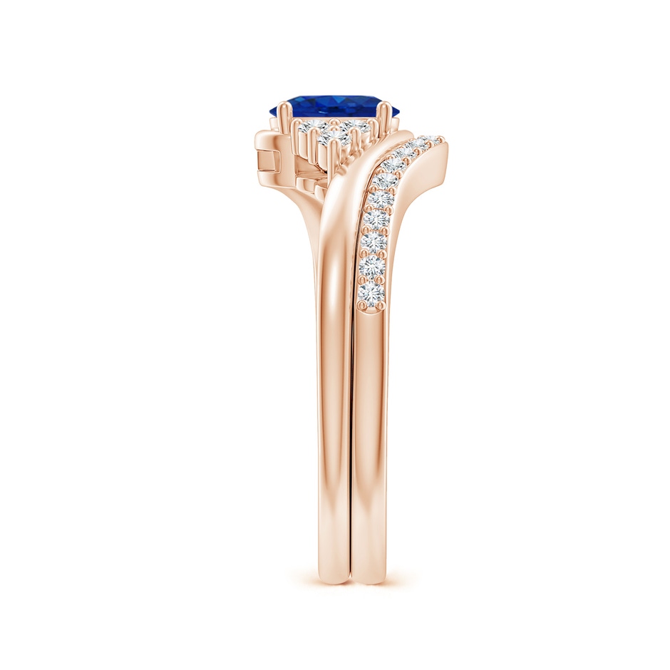 6x4mm AAA Oval Blue Sapphire Bypass Bridal Set with Diamonds in Rose Gold product image