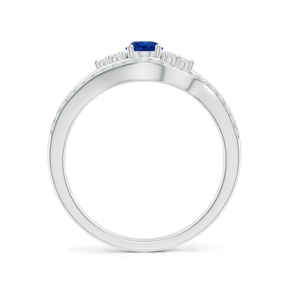 6x4mm AAA Oval Blue Sapphire Bypass Bridal Set with Diamonds in White Gold product image