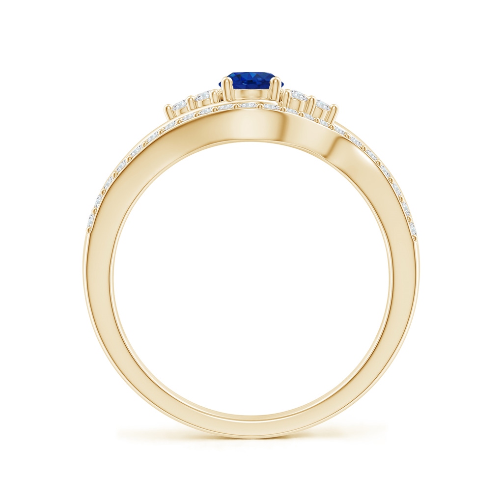 6x4mm AAA Oval Blue Sapphire Bypass Bridal Set with Diamonds in Yellow Gold Product Image