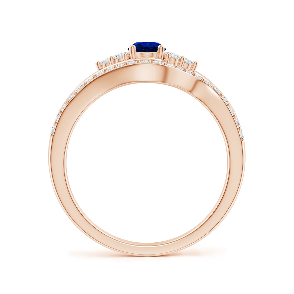 6x4mm AAAA Oval Blue Sapphire Bypass Bridal Set with Diamonds in Rose Gold product image